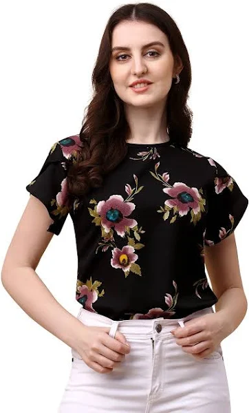 Wedani Women's Casual Short Sleeve Round Neck Regular Fit Top